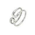 Silver Plated Adjustable Plain Safety Pin Ring for Girls