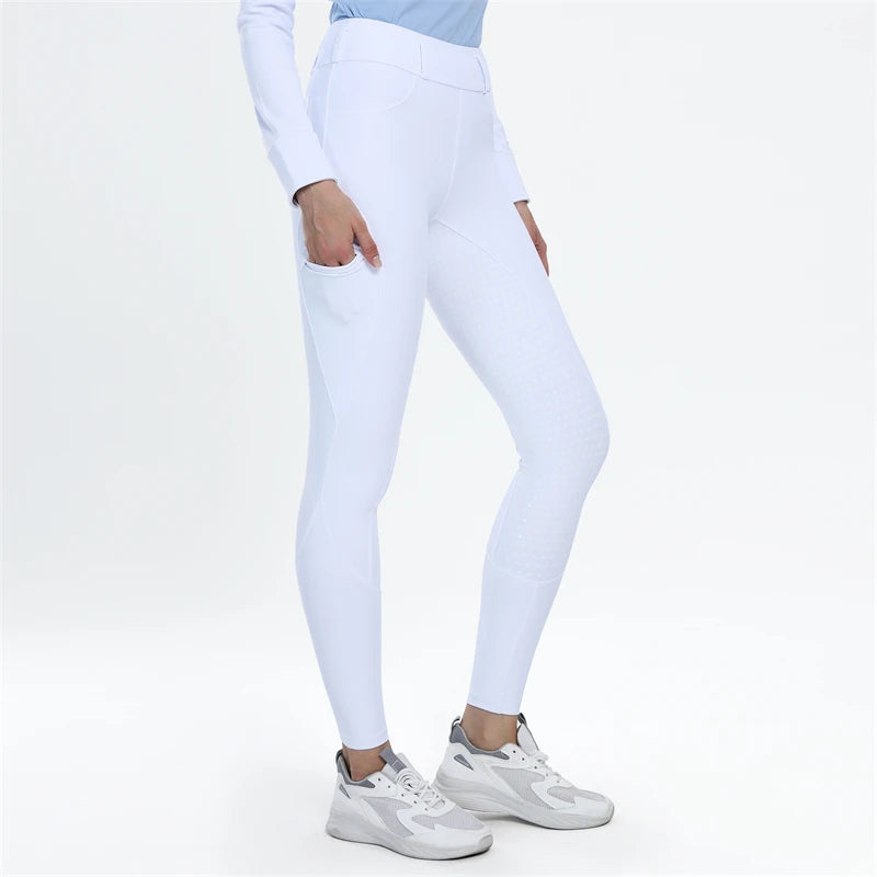 Original Factory Equestrian Clothing Moisture Wicking Leggings Full Silicone Horse Riding Breeches Pockets Horse Riding Tights