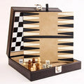Customized Luxury Backgammon Sets Chess & Checkers in Children's Size Leather for Kids