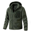 Winter Jacket Men Fleece Coats Patchwork Pockets Fleece Warm Zip up Hooded Jacket Factory Customized Sherpa Fleece Jacket