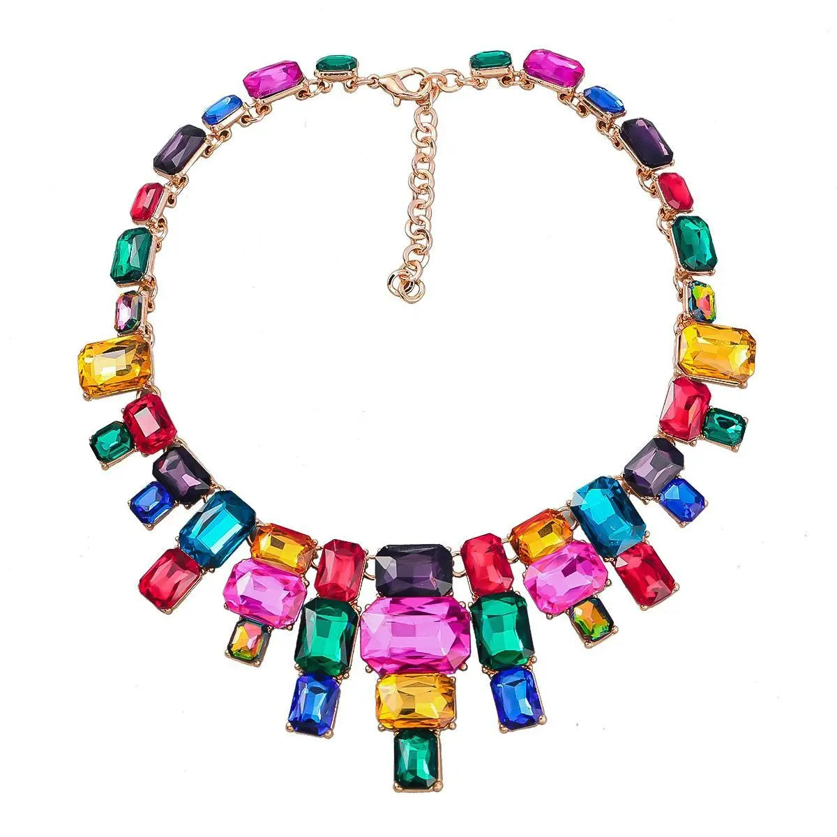 2022 Wholesale Unique Clear Handmade Flower Design Vintage Party Wedding Zinc Alloy Blue Zinc Plated Statement Necklace Gift