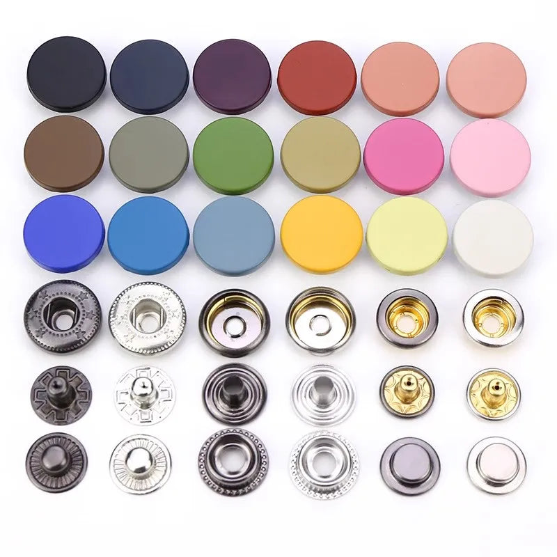 10/12.5/15/17/20 mm Zinc Alloy Snap-Fastener Cover Metal Color Flat Button Down Jacket/Coat Buckle Leather Rivets Can Customized