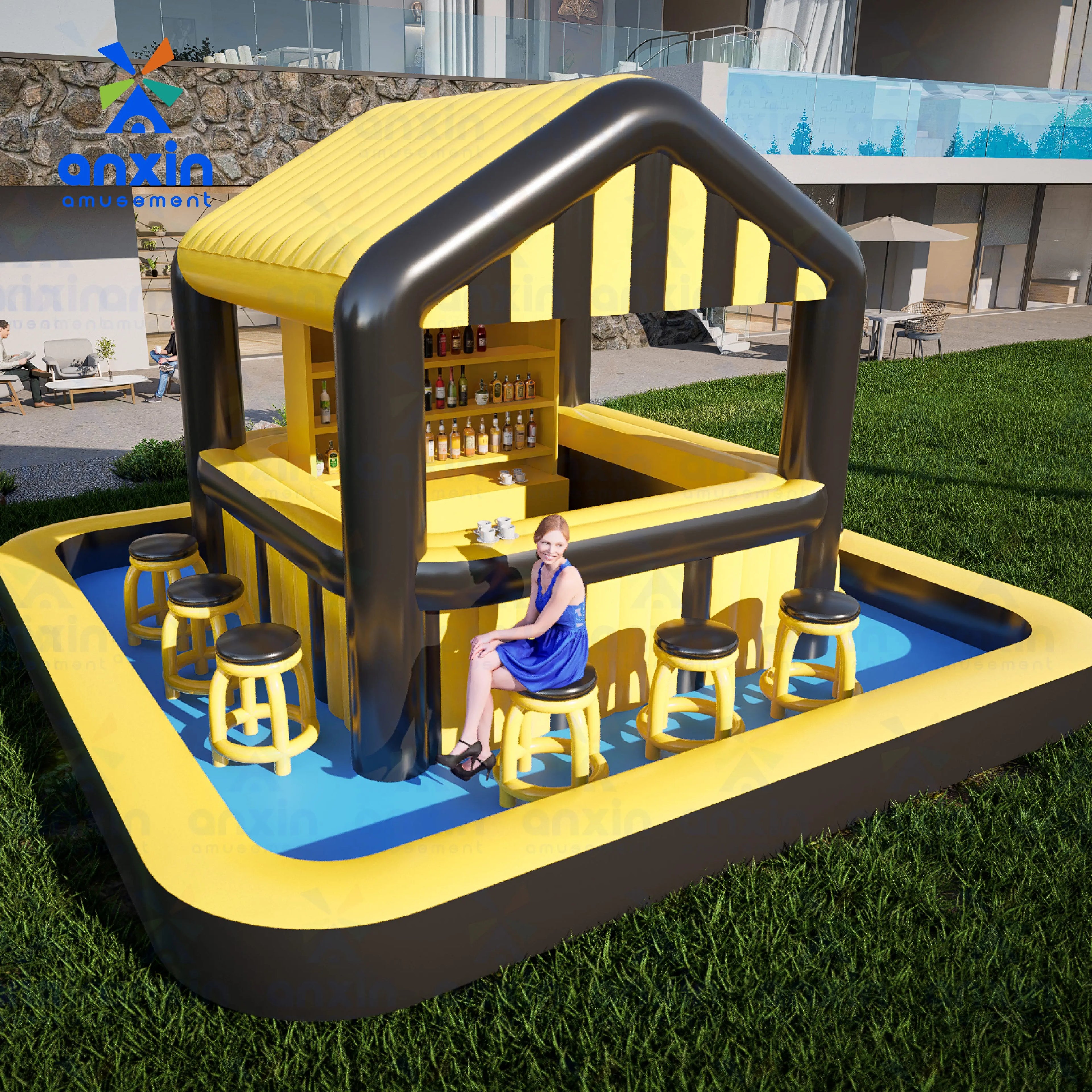 Backyard Floating Inflatable Water Pool bar with Swimming Pool for Adults and Kids Party Game Spot