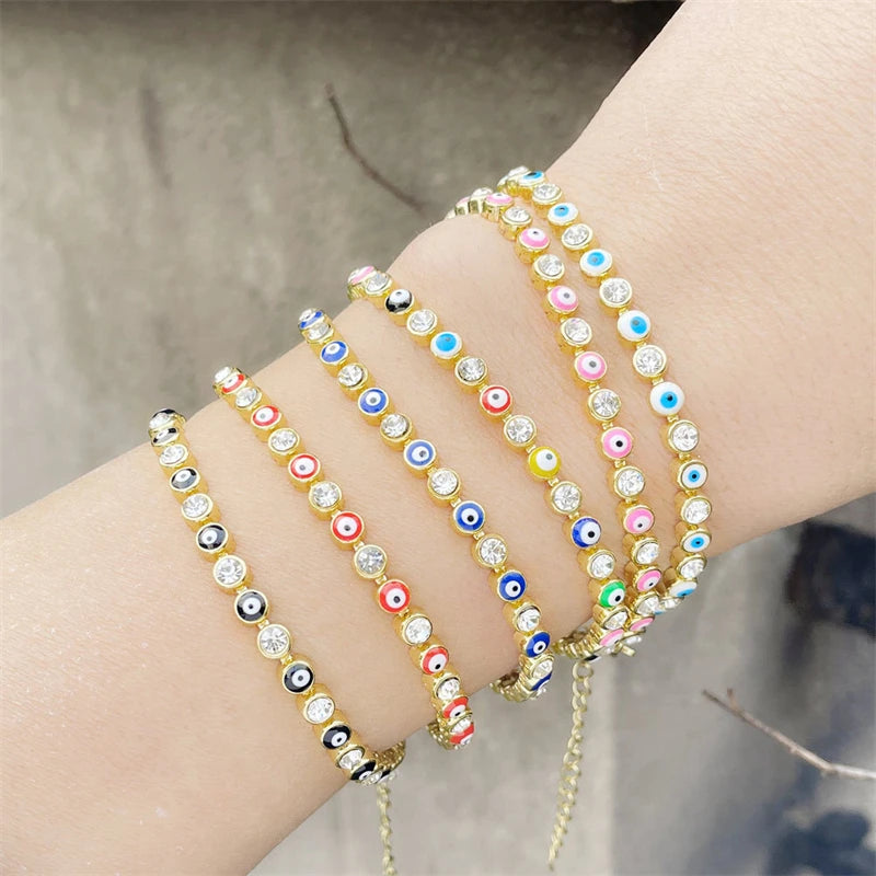 Hot Selling Women's Gold Plated Eye Bracelet Trendy INS Fashion Zircon Dripping for Christian Made of Zinc Alloy Perfect Gift