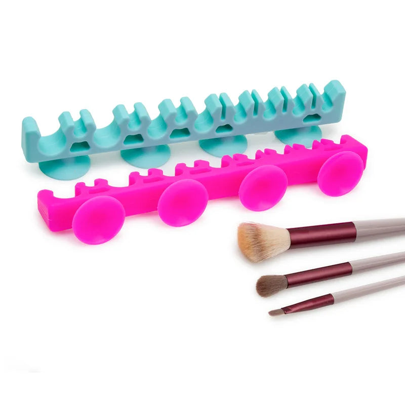 Makeup Brushes Storage Tools Portable Silicone Makeup Brush Holder Cosmetic Organizer with Suction Cups