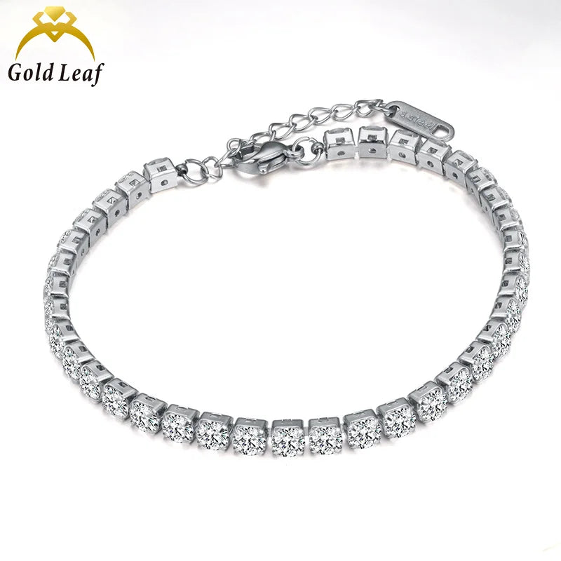 Goldleaf Wholesale 925 Silver Moissanite Chain 2mm 3mm 4mm Round Cut GRA Moissanite Hip Hop Tennis Bracelet for Men Women
