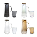 Stripes Plated Color Crystal Glass Handmade Bohemian Business Portable Temperature Display Carafe Water Pitcher Set with Lid