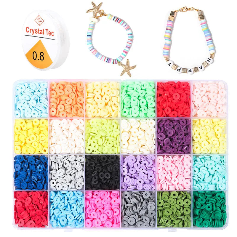 2025 Crystal wholesale 24 grids 6mm polymer clay beads jewelry making clay beads kit