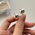 100% 925 Sterling Silver Irregular Round Hammer Shape Stud Earrings Women Boutique Jewelry