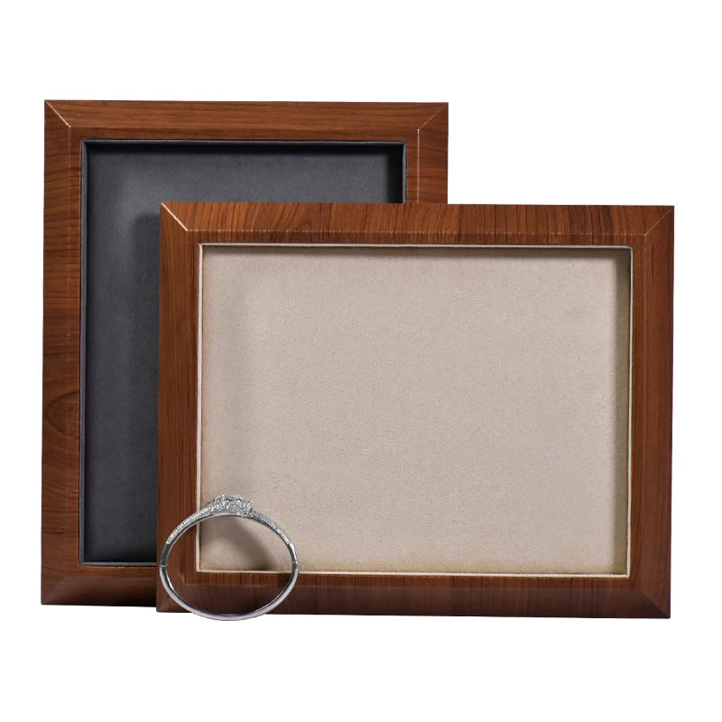 JINSKY Wooden Microfiber Jewelry Display Trays Organizer for Necklace Earring Ring Watch Storage