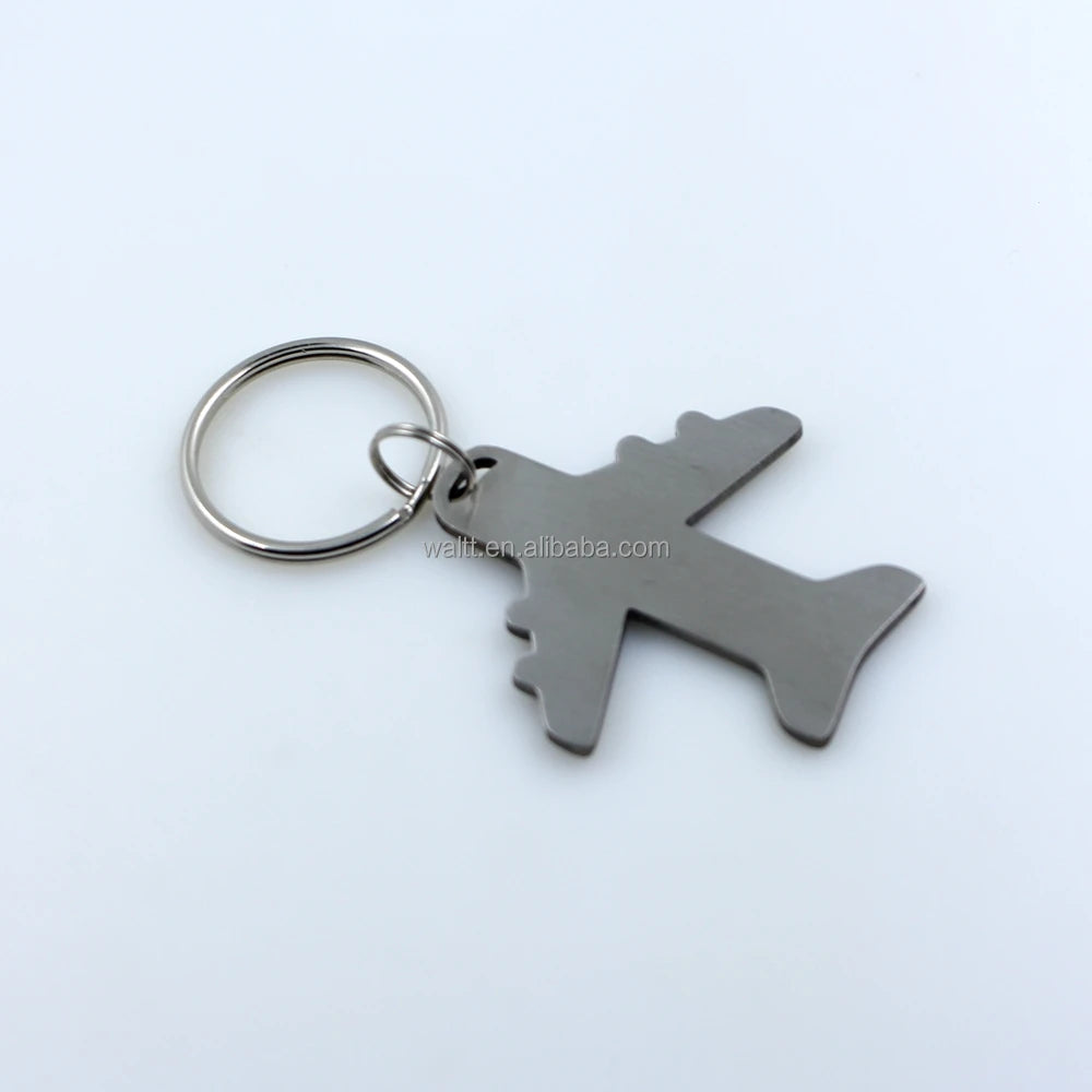 Custom Laser Cut Stainless Steel Airplane Keychain - Personalized Plane Charm Metal Logo Tag Aviation Keyring