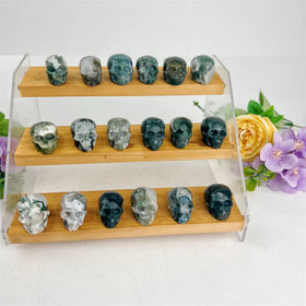 Natural Beautiful Moss Agate Natural Stone Craft Skulls Mini Size 3 cm for Healing