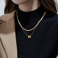 26 Letter Pendant Titanium Steel Initial Necklace Fashion Luxury Niche Memory Gift Double Stacked Snake Clavicle Necklace