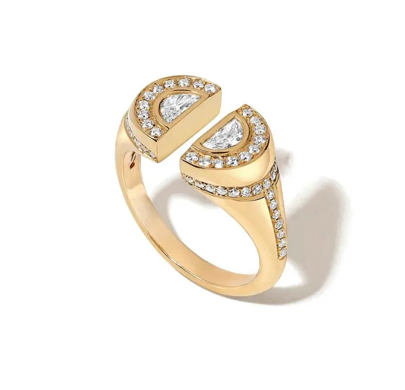 For 2024 Custom Fine Fashion Jewelry 925 Sterling Silver 18K Gold Plated Brilliant Cut Zircon Claw Setting Trendy Rings