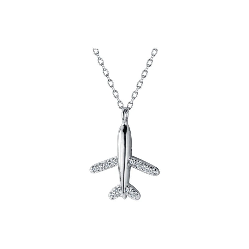 Fashion New Design Lovely Airplane Necklace Jewelry 925 Silver Necklace