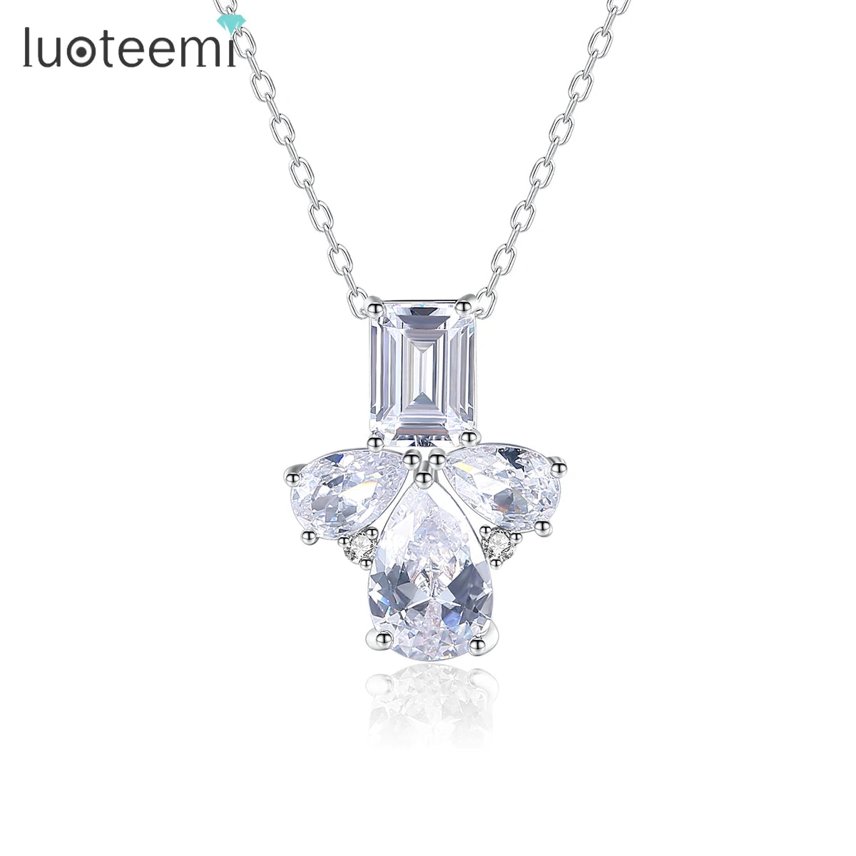 LUOTEEMI Dainty Fashion Pendant & Charm Stone Jewelry Crystal Iced Out for Woman Zircon Necklace