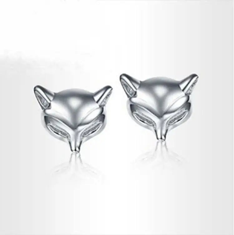 925 Sterling Silver Fox Stud Earrings for Women Elegant Wedding Jewelry Pendientes Mujer Moda 2022 Brincos