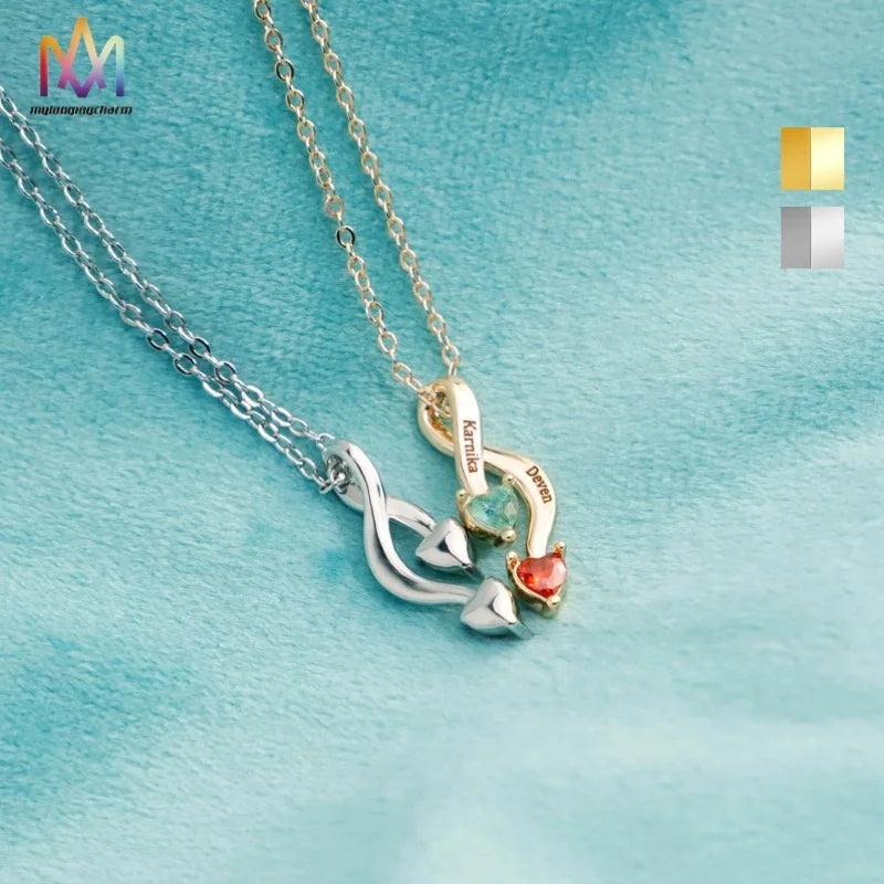 Wholesale Stainless Steel Necklace with Custom Engraved Twisted Shape Gold Plated Birthstone Trendy Link Chain