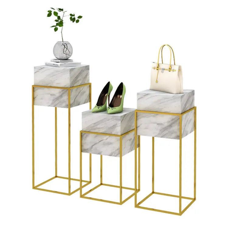Clothing Store Golden Showroom Decoration Display Stand Props Multi-layer Display Nesting Table Set