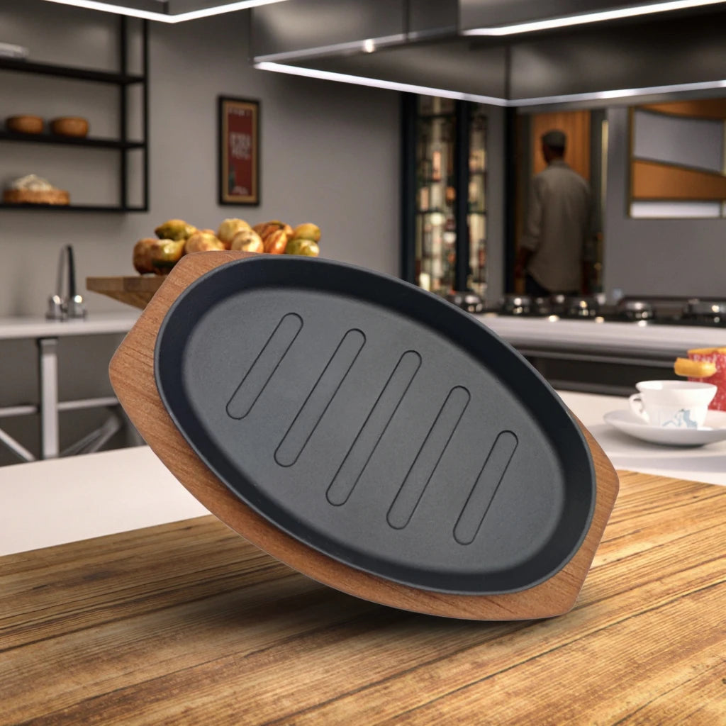 Versatile Cast Iron Roasting Grill Pan for Kitchen Outdoor Home Restaurant Camping Flat Oven Compatible Enamel Coating
