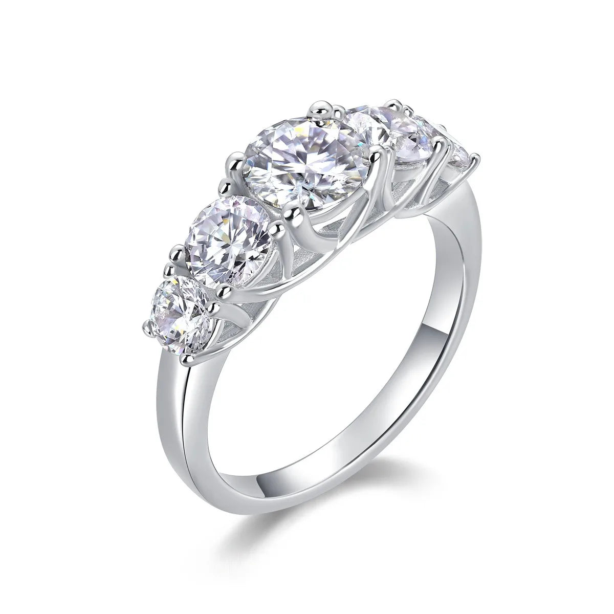 Winglove Luxury Moissanite Ring 1ct Carat 2.5mm  925 Sterling Silver White Gold Plated Fine Jewelry for Women Engagement Diamond