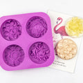 336 Free Sample 4 Hole Different Flower Round Shape Cake Silicon Mold Silicone Soap Molds Soap Making Molds Candle Make