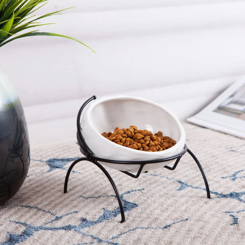 Ceramic Solid Waterproof Pet Feeding Bowl Set Raised Dog Bowls with Elevated Stand
