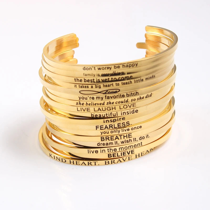 Wholesale Fashion Jewelry Engraved Personalized Message Customized Stainless Steel Bracelet for Women Men