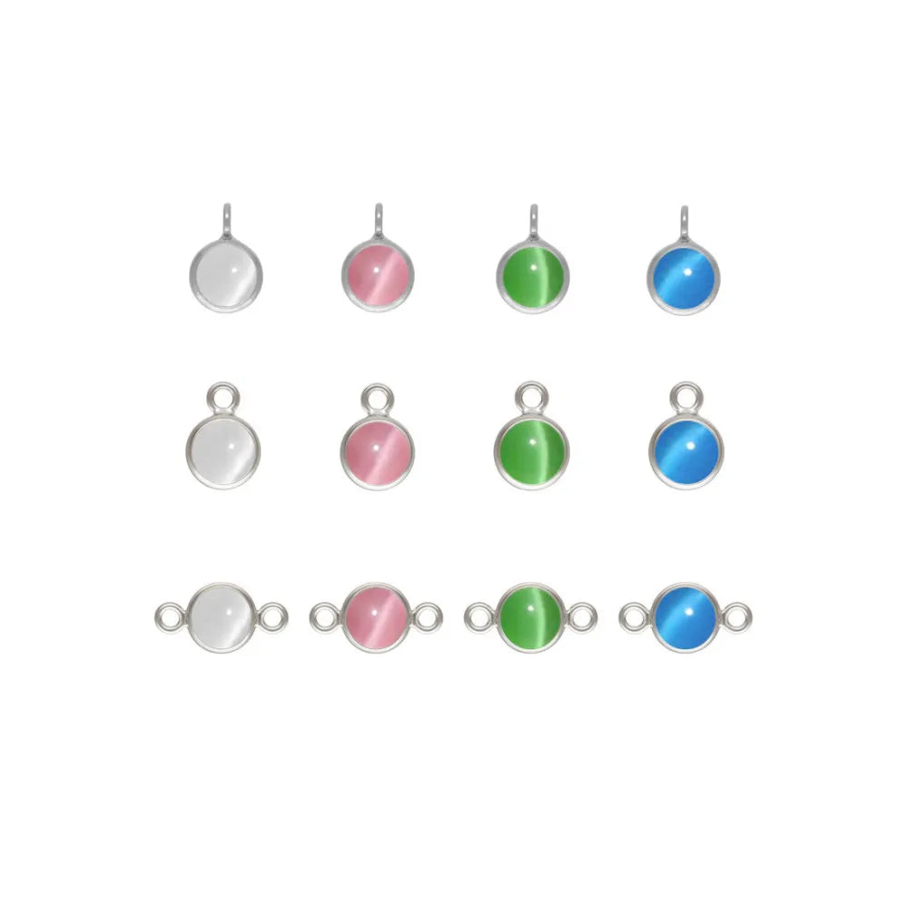 Hot Sales 925 Sterling Silver 4mm Cat's Eye Stone Fine Jewelry Pendants & Charms Connectors for Jewelry Making