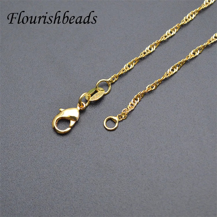 Anti Rust Various Colors Gold Silver Rose Gold Plated Metal Brass Waterwave Necklace Chains for DIY Jewelry Making Accessories