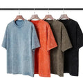 Custom 330g 100% Cotton Heavyweight Blank Mans T-Shirt Washed T Shirt High Street Style Oversized Plus Size Tee Shirt