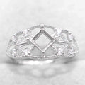 Sterling Silver 5*5mm Semi Mount Ring Square Shape Empty Frame Blank Claws Setting S925 Base Without Center Stone for Inlay DIY
