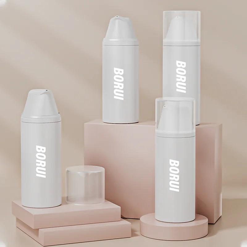 Borui in STOCK China Supplier Wholesale Cosmetic Packaging 15ml 30ml 50ml White PP Airless Lotion Hair Cream Pump Bottle
