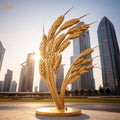 Outdoor Large Farming Decor Modern Mirror Art Metal Crop Wheat Ear Statue Giant Stainless Steel Polish Wheat Statue Sculpture