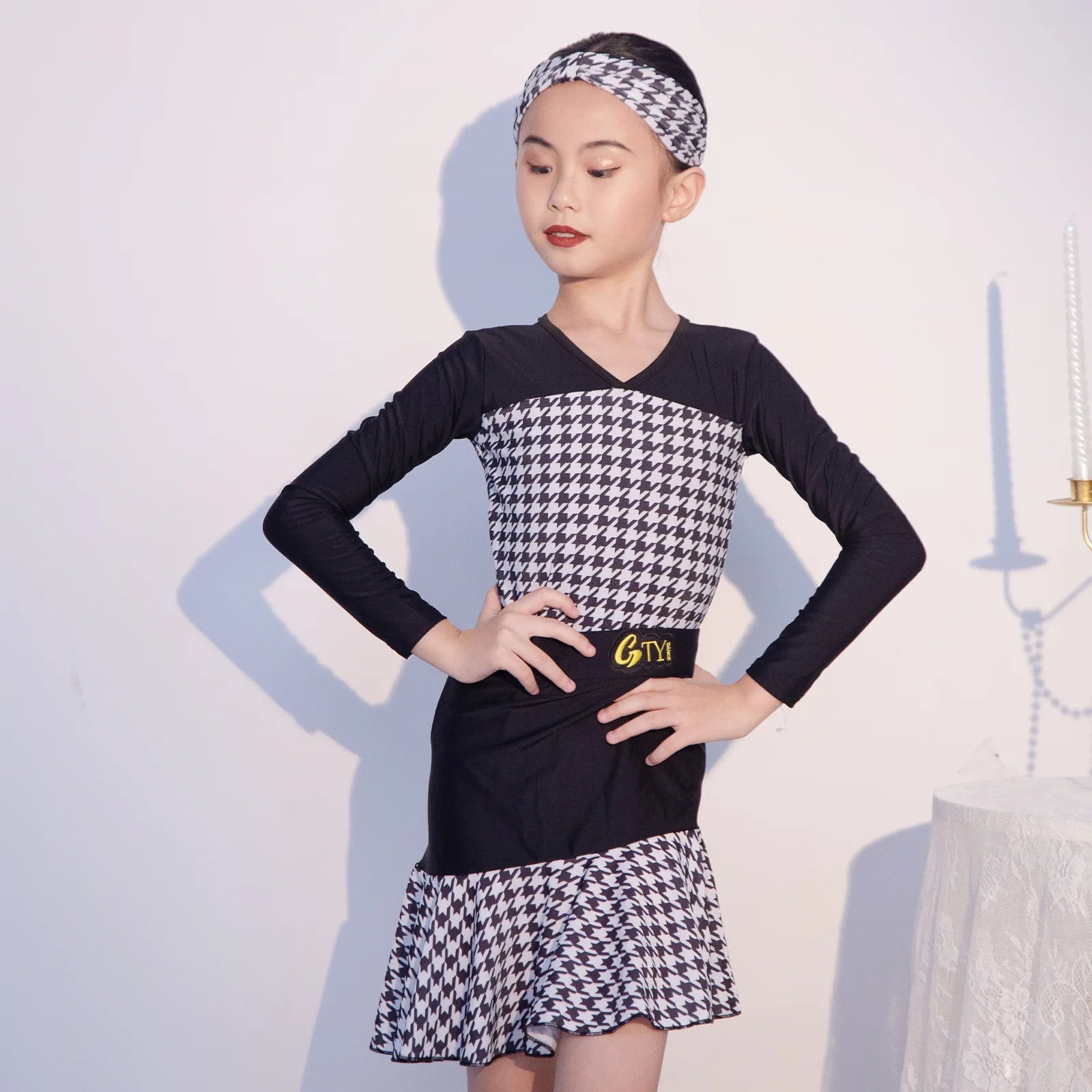 GTY Latin Dance Dress Advanced Sense 2023 New Summer Girls Practice Performance Children Separate Suit