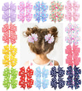 20 Colors Printed Flower Hair Bows With Clip for Girls Grosgrain Ribbon Hair Clip Hairgrips