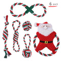 Durable Christmas Dog Rope Toy Xmas Pet Cotton Rope Knot Chew Molar Toys Jouet Chien Natural Cotton Christmas Rope Dog Toy Set