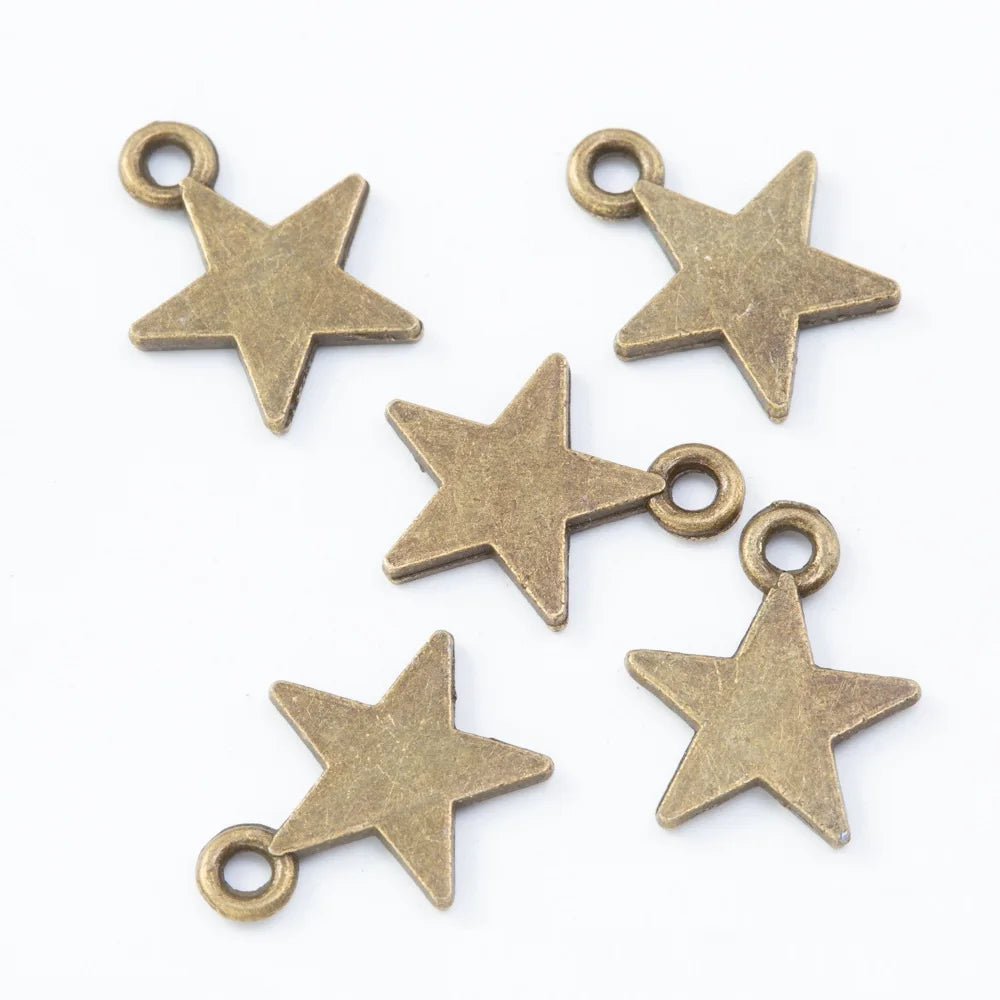 Charms Star Handmade Craft Pendant Making Fit Vintage Tibetan Bronze Silver Color DIY for Bracelet Necklace