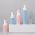 Free Sample Skincare Cosmetic Packaging 15ml 30ml 50ml Pink Blue PP Plastic Spray Bottle AS Cover Serum Oil Pump Airless Bottle