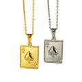 Stainless Steel European and American Jewelry Men Necklace Hip Hop Heart Poker Card Pendant Necklace