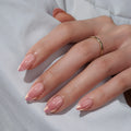 BTArtbox French Artificial Fingernails False Fake Nails Wholesale Short Almond Chrome French Tip Soft Gel X Press on Nails 32pcs