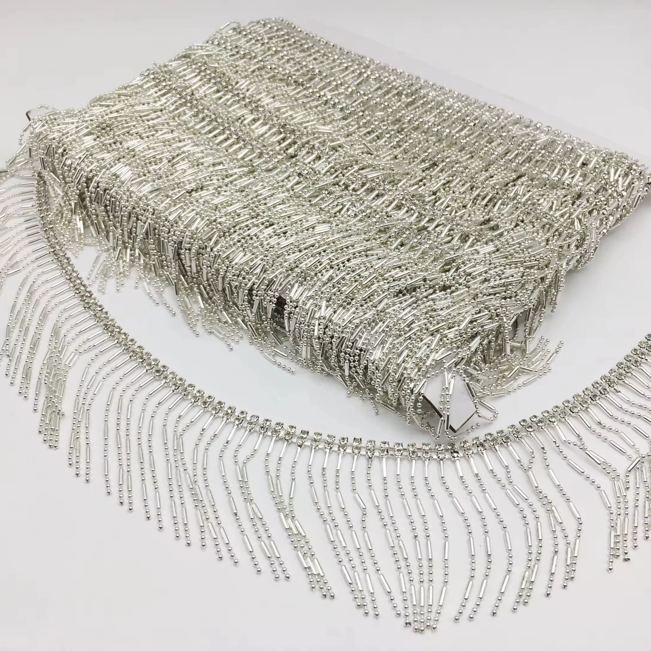 Wholesale Flat Back Tassel Chain Rhinester 5.5cm Decorative Necklaces Weddings Parties DIY Clothing Shoes Nails Art Bags