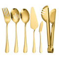 6 Pieces Serving Spoon Set Stainless Steel Gold Serving Spoons Buffet Banquet Tong Utensils