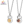 Stainless Steel Memory Photo Frame Necklace Trendy Kettlebell Charm Pendant with Custom Photo New Link Chain Jewelry