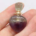 HZ Natural Crystal Healing Stone Fluorite Heart Perfume Aroma Bottle Essential Oil Perfume Pendant Necklaces