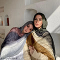 Gradient Hand Rainbow Painted Sun Headscarf Crinkle Voile Lightweight Long Shawl Hijab for Muslim Women Beach Holiday