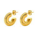Elegant Stainless Steel Hoop Chunky Hollow Earrings Gold Accessories for Women Trendy for Wedding Thanksgiving Holiday Gift