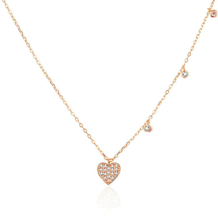 POLIVA Collier Collar Bling Heart Chain Cubic Zircon Pendant 925 Sterling Silver Women 18K Gold Plated Jewelry Fashion Necklace
