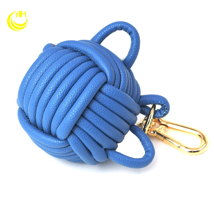 Handmade Braid and Woven Leather Key Chain Popular Compass PU Keychain for Handbag Popular Handmade Craft Keychain