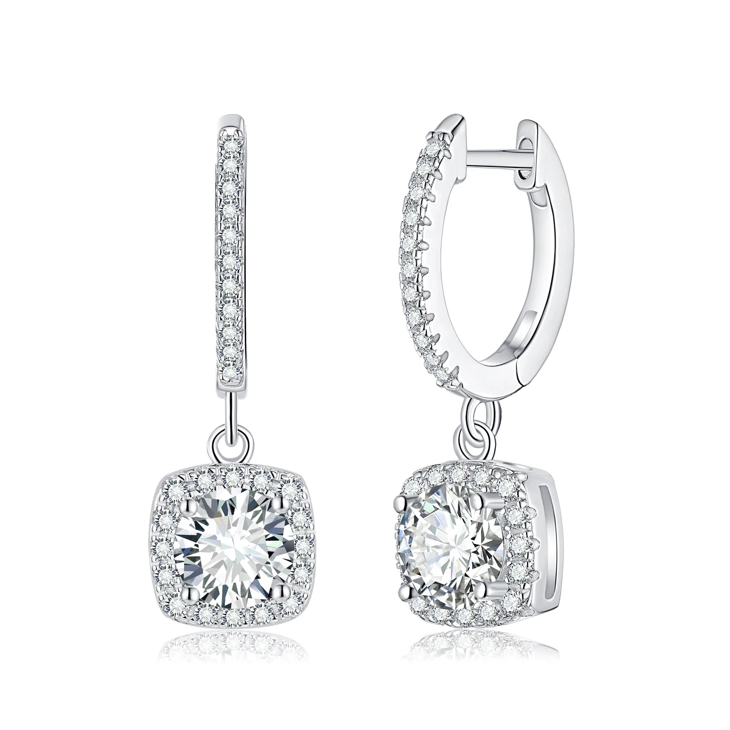 Hip Hop Style 925 Sterling Silver 14k 18k White Gold 0.5CT 5mm Moissanite Ball-shaped Ladies Hoop Earrings for Weddings